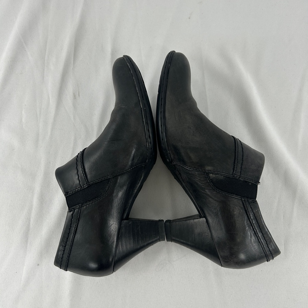 Born Black Genuine Heeled Booties with Fold & Zipper Design - Picture 5 of 8